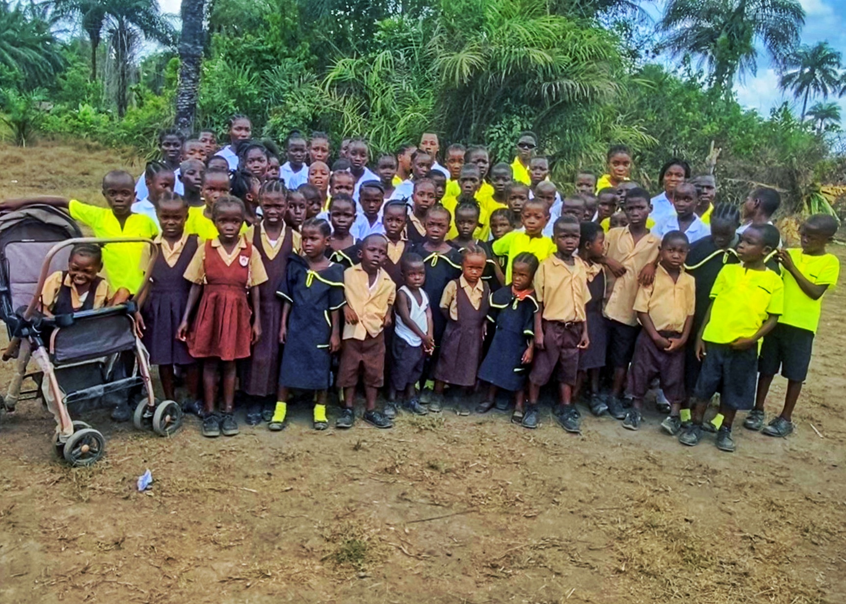 Liberian students in school uniforms provided through KRN child sponsorship