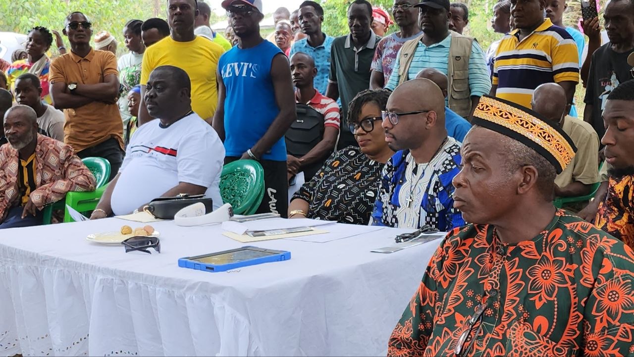 Kingdom Relationship Network leaders and community members attending the Children's Village groundbreaking in Liberia.
